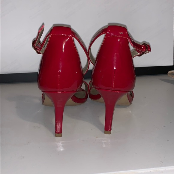 Red Open Toed High Heels - Picture 3 of 4